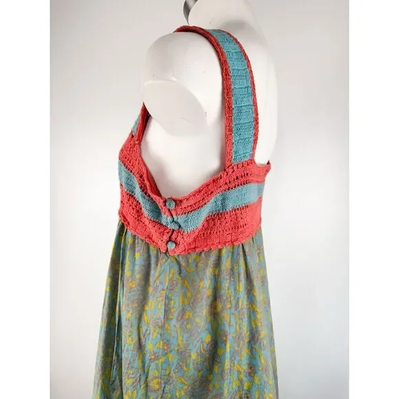 Sundance Coral and Teal Midi Dress - Picture 4 of 7